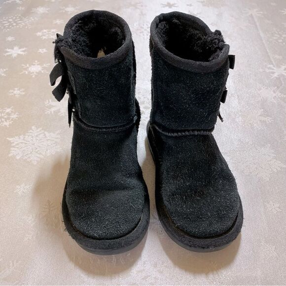 Koolaburra by Ugg Boots Black Bow Girls Toddler Sz 4 Gorgeous - Picture 6 of 8
